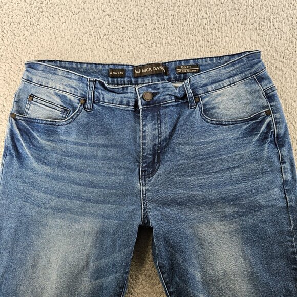 Nick Danger Jeans Mens 36x30 Blue Slim Fit Straight‎ Supreme Flex Stretch - Picture 2 of 16